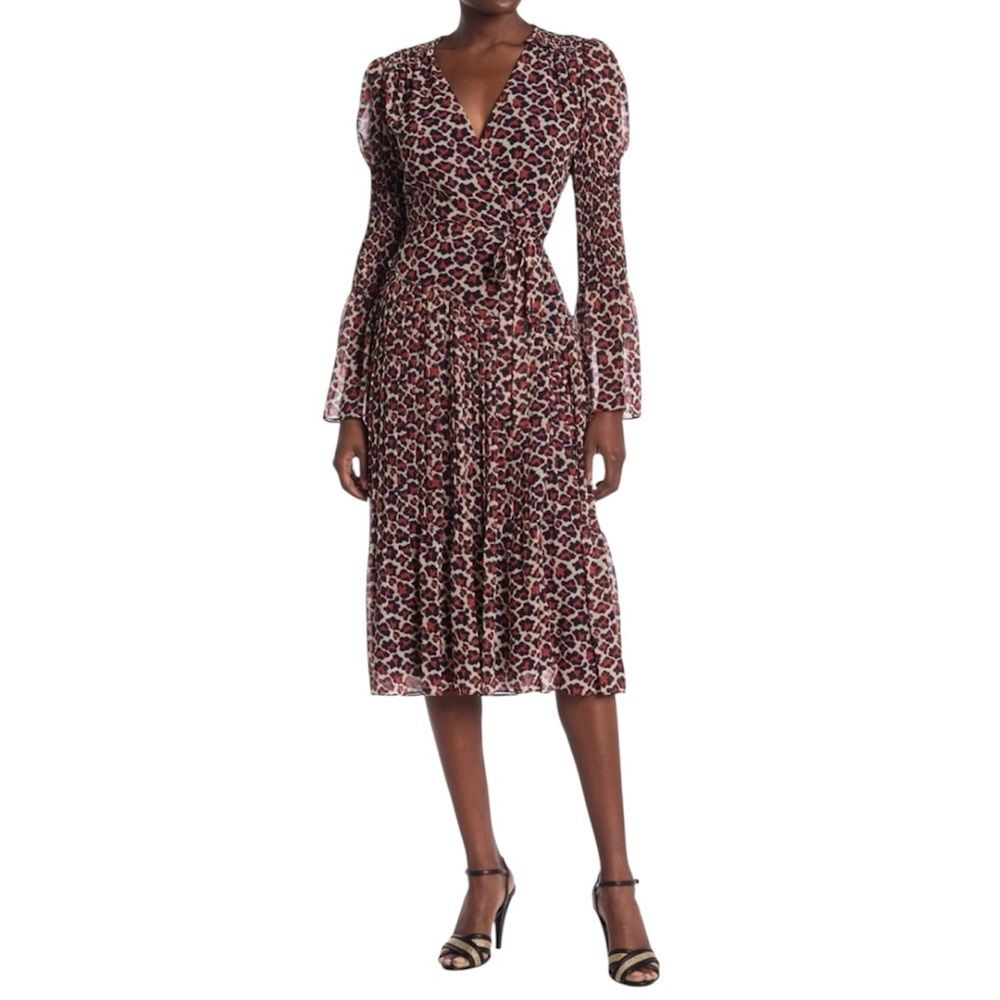 Diane Von Furstenberg leopard print midi true wrap dress size Large